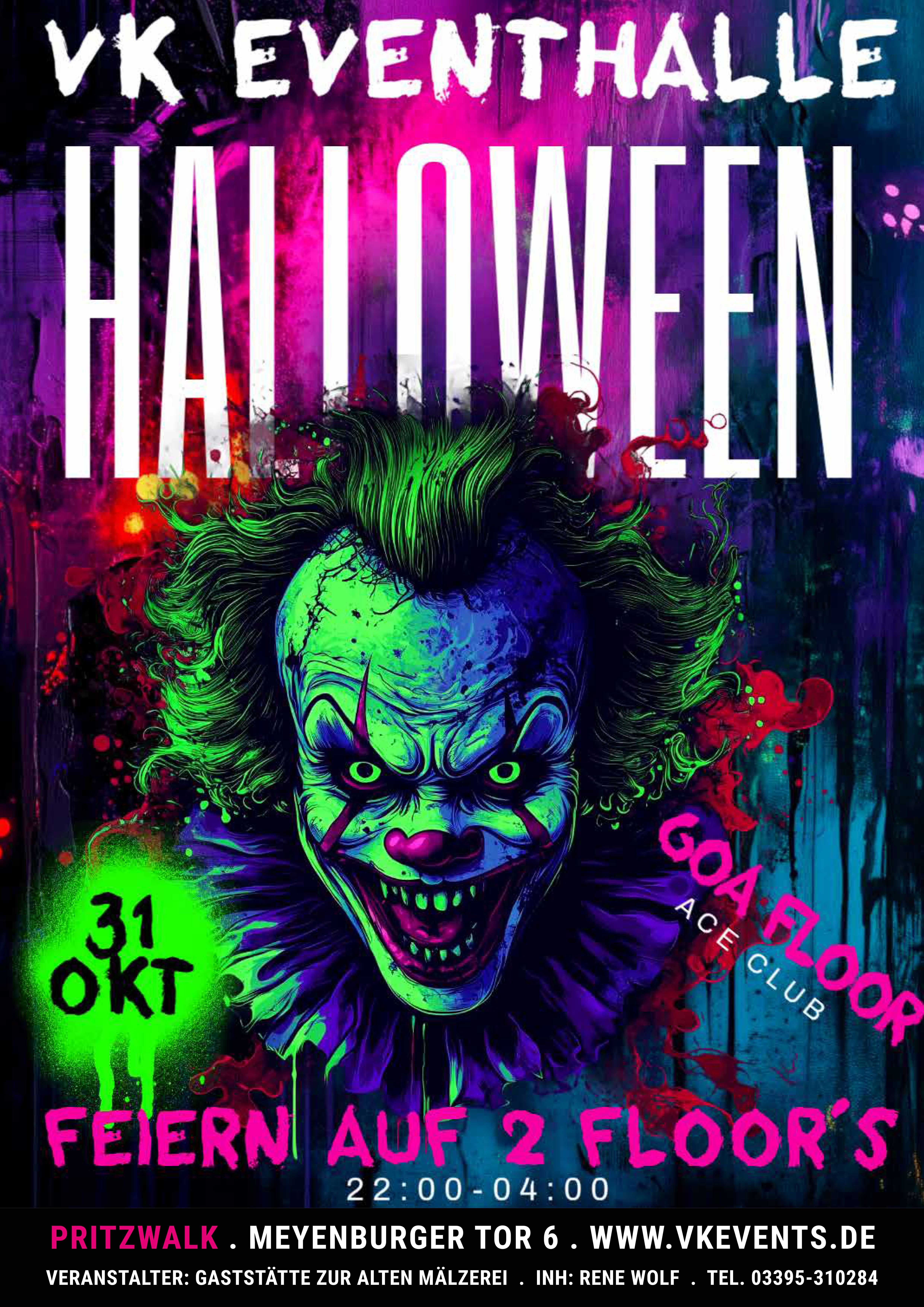 Flyer Halloween am 31.10.2025 in der VK Eventhalle